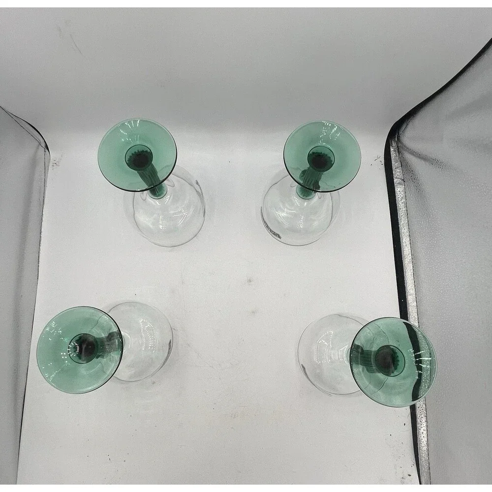 Cabrito Tequila Margarita Glasses Set of 4 Green Cactus Stem Barware
